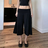 American knitted mid-waisted trousers, simple low-waisted straight loose casual trousers