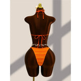 4PCS With Cover Up Skirt Gradient Bikini Women Swimwear Female Swimsuit Four-pieces Bikini set Bather Bathing Suit Swim V8303