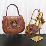 Doershow Women Shoes and Bags To Match Set Italy Party Pumps Italian Matching Shoe and Bag Set for Party shoes!HG1-1