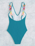 3 Colors Sexy One Piece Swimsuit Swimwear Women Deep V-neck Colorful Chain Solid Bathing Suit Beachwear 2026 New Bikinis Mujer