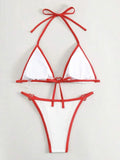 Sexy Ribbed Heart Shaped Halter Micro Bikini 2025 Women Swimsuit Female Swimwear Two Pieces Bikini Set Bathing Suit Swim Lady