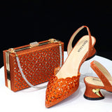 Doershow beautiful Italian Shoe and Bag Set New Shoes and Bag Set In Italy gold Color Italian Shoes with Matching Bags! HFG1-10