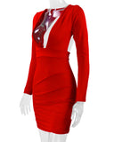 Solid Color Slim Mini Dresses Women 2024 Sexy Deep V-neck Backless Package Hip Bodycon Dress Female Fashion Party Club Vestidos