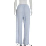 Women's trousers, fashionable and versatile, solid color, drawstring straight trousers, beach sun protection trousers