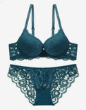 Hollow Lace Floral Sexy lingerie set Bow Padded Push Up women's bra Suitable for Small Busts sexy bras and panties