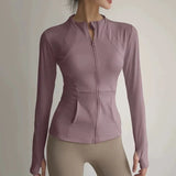 Women's Slim Fit Quick Dry Yoga Fitness Jacket Professional Running Sports Long Sleeve Top for Slimming Effect