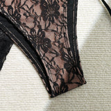 with Mesh Sarong Lace Halter High Cut Bikini Female Swimsuit Women Swimwear Three-pieces Bikini Set Bathing Suit Swim Beachwear