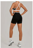 Summer Yoga Set 2Pcs Women's Tracksuit Back Cross Sports Bra Sportswear High Waist Butt-Lifting Fitness Pants Workout Top Suit