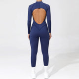 Padded Women Long Sleeve Sport Yoga Jumpsuit Workout Clothes for Women Sportwear Backless Zipper Fitness Gym Outfit