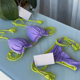 Sexy Solid color Women's Swimsuit Two-piece Triangle Swimwear Braiding rope Bikinis Set Beach Bathing Suit Brazilian Biquinis