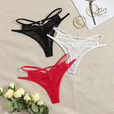 3 Pcs Multi-color Sexy Lace Thong Solid Color Underwear Seasonal thong for women clothing Spring/summer New Product C937-1