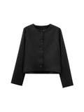 Foridol Solid O-neck Single Breasted Black Blazer Coat Women Autumn Winter Short Jacket Office Lady Vintage Buttons Veste