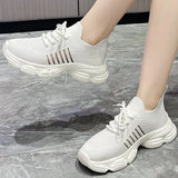 Casual Solid Thick Platform Sneakers for Women Spring 2025 Autumn Breathable Mesh Sports Shoes Woman Outdoor Lace Up Mujer