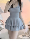 Swimsuit Fairy One-piece Solid Color Conservative Slightly Chubby Slimming Girl Sweet Student Pure Desire Hot Spring Swimsuit