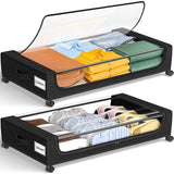 Under Bed Storage Bins With Wheels 2-Pack Clear Lids