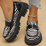 Casual Zebra Stripes Loafers Shoes for Women Spring Autumn Round Toe Platform Women's Loafers Plus Size Shoes Female
