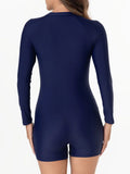 2026 Zipper Slim Swimsuit Women Long Sleeves One Piece Swimwear Female Bather Bathing Swimming Swim Surf Suit Beachwear
