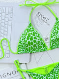 Zebra Print Halter micro Bikini 2025 women Bandeau String Swimsuit Female swimwear Neon Shiny bikini set Leopard Bathing Suit