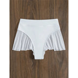 New Sexy Ruffled Mini MIcro Thong Bikini Bottom Swim Brief Women Swimwear Female Bather Brazilian Tanga Panties Underwear V4267
