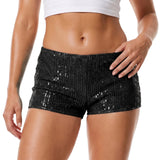 Women's Sequins Shorts Summer Low Rise Elastic Waistband Shorts Hot Streetwear