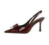 Luxury Designer Burgundy Suede Ankle Strap Pumps Sexy Pointed Toe Ankle Buckle Elegant Heels Fashion Wedding Party Shoes Shoes