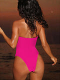 2026 Summer Women's One-piece Suit Swimwear Sexy Hollow Out Neck Lace-up Bodysuit Beachwear High Waist Push Up Bathing Suits
