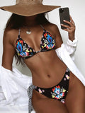 2026 New Sexy Bikini Women Vintage Print Striped Swimwear Swimsuit Halter Bikinis Set Bathing Suit Beach Bikini Brasileno Female