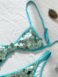 XS - L Glitter Sparkling Squins Bikini Female Swimsuit Women Swimwear Two-pieces Bikini Set Halter High Cut Bathing Suit Swim