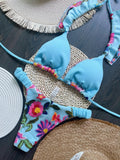 RUOTONSEPT 2024 New Sexy Handmade Embroidery Bikini Set Women's Swimsuit Triangle Swimwear Bathing Suit Brazilian Biquinis