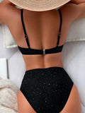 Glitter Sparkling Cut Out Female Swimsuit High Waist Bikini Women Swimwear Two-pieces Bikini Set Bather Bathing Suit Swim Lady