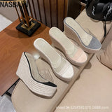 NASBAVI Summer Fashion PVC Jelly Wedges Platform Women's Slippers Sandals Casual Shoes Size 34-40