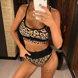 Sexy Golden Printed Bikini High Waist Swimsuit Women Swimwear Two-pieces Bikini set Bather Splicing Bathing Suit Swim Wear V1717