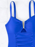 U Shaped Pleated Swimsuits Female Swimwear One Piece Swimsuit Women Monokini High Cut Bathing Suit Swim Beachwear Slim Bodysuit