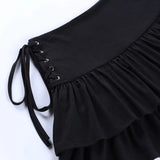 Streetwear Mall Goth Skirt Women Harajuku Y2k E-girl High Waist Bandage Mini Skirt Dark Gothic Punk Emo Alt Club Wear