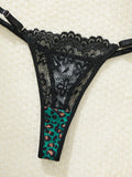 Green leopard print sexy lingerie set - see-through bra set - fashionable women's lingerie-exquisite intimate underwear ZA825182