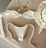 Push Up Bikinis 2025 Sexy Women Swimsuit Bandeau Swimwear Micro Bikini Set Crochet Beachwear Brazilian Biquini Female