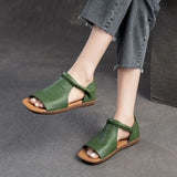 2026 Women's Summer Solid Color Retro Outdoor Casual Comfortable Flat Sandals  Beach Sandal