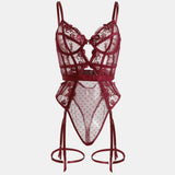 Toucheart Lace Sexy Skinny Babydoll Bodysuit Embroidery Erotic Private Adult Suit Solid Color Patchwork High Waisted Sexy Set