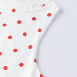 Women Dot Print Tank Tops Summer Crew Neck Sleeveless Classic Slim Fit Crop Vest