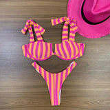 New Halter Bikini High Leg Swimsuit Swimwear Women Deep Back Two-Piece Separates Bikini Sets Strappy Bathing Suits