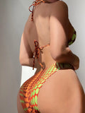 4 Pieces Random Dot Print Tie Side Halter Bikinis Swimsuit & Beach Skirt Sexy Swimwear Women 2026 Bathing Swimming Suit Female