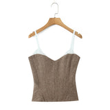 French Fashion Elegant Top Slim Fit Ribbed Waistband Tube Top Crop Top Camisole Vest Bustier Top For Woman Pure Desire EWKE
