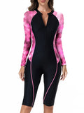 2026 Zipper Rushguard Long Sleeve Surfing Swimsuit Women One Piece Tie Dye Swimwear Female Bather Bathing Swimming Swim Suit XXL