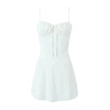 Foridol Lace Up Mini Summer Dress Sundress Women Spaghetti Strap Sexy Short White Beach Vestidos Fishbone Party Club Dress 2025