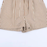 Women's Belted Striped Shorts Jumpsuit Women Striped Sleeveless Button Down Belted Pocket Detail Casual Jumpsuit For Summer 9X2T