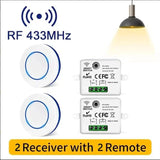 RF 433MHz Wireless  10A Relay Receiver Remote Control Light Switch 220V 110V Mini Round Button Wall Panel Switch For LED Lamp