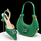 doershow Italian Shoes And Bag Sets For Evening Party With Stones Italian Leather Handbags Match Bags!  HFG1-21