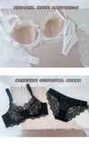 French Lace Bra Set Women Sexy Deep V Push Up Big Bust Minimizer Anti Sagging Support Wireless Comfort Summer Ultra Thin Cotton