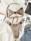 S - XL  Sparkling High Cut Halter Bikini Female Swimsuit Women Swimwear Two-pieces Bikini Set Bather Bathing Suit Swim Beachwear