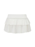 Women's Mini Skirt Low Waist Solid Color Ruffle Hem Skirt Lingerie Sexy Hot Skirts Summer